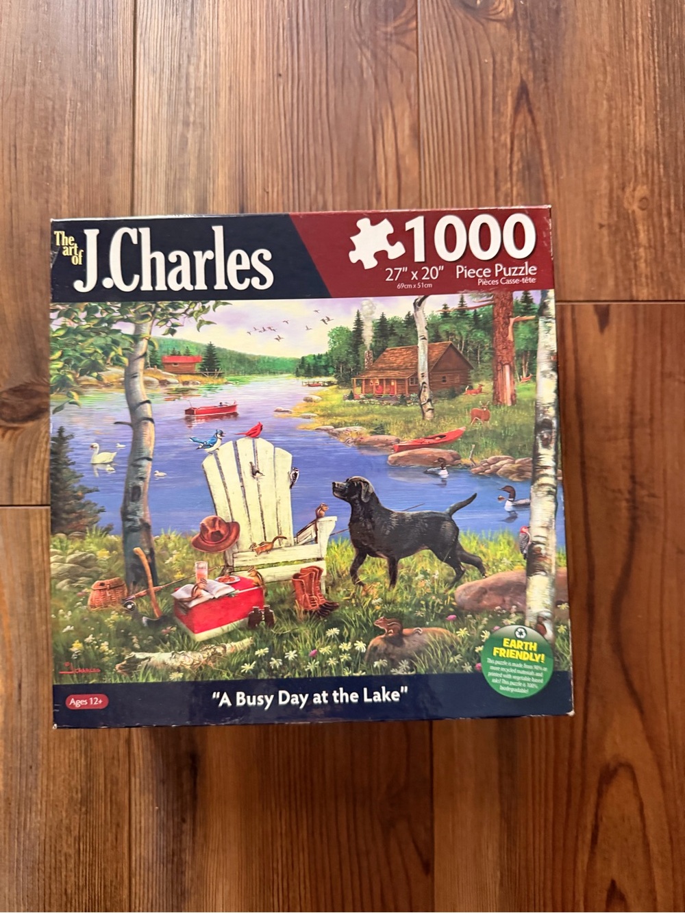 'A Busy Day at the Lake' Dog Puzzle - Black